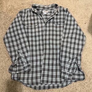 Carhartt Flannel Button Down Shirt Workwear Black/Grey/White Mens Large